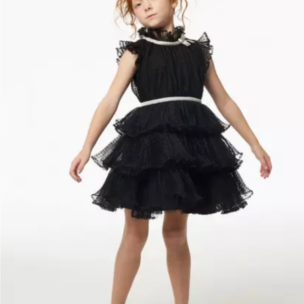 Janie and Jack Elegant Black Ruffled Kids